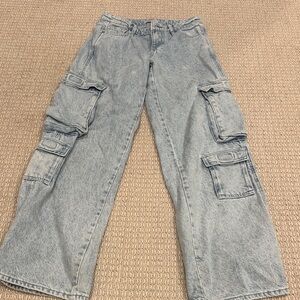 PacSun Cargo Denim Jeans in Light Blue